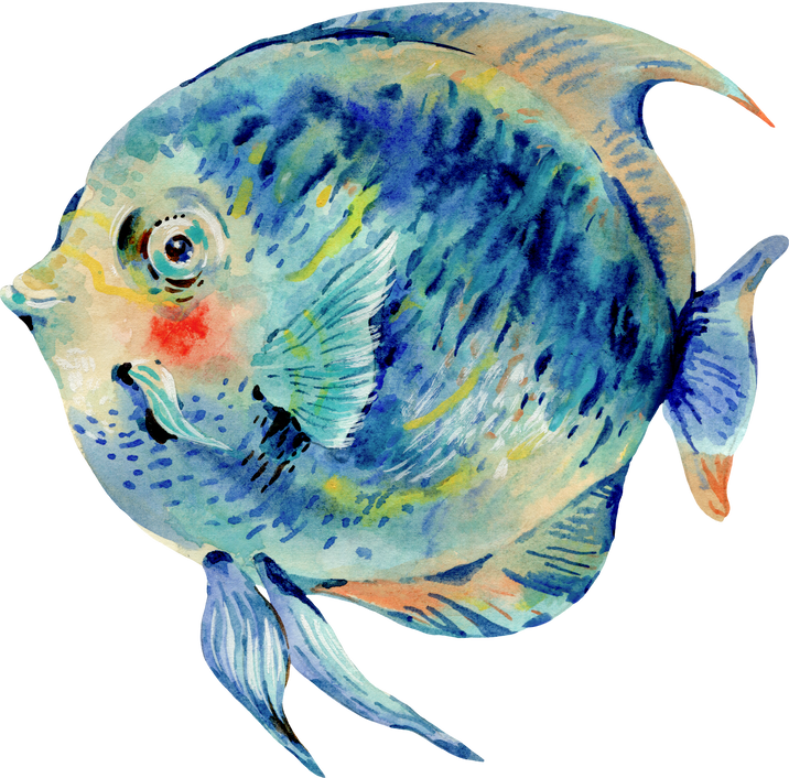 Watercolor colorful tropical fish